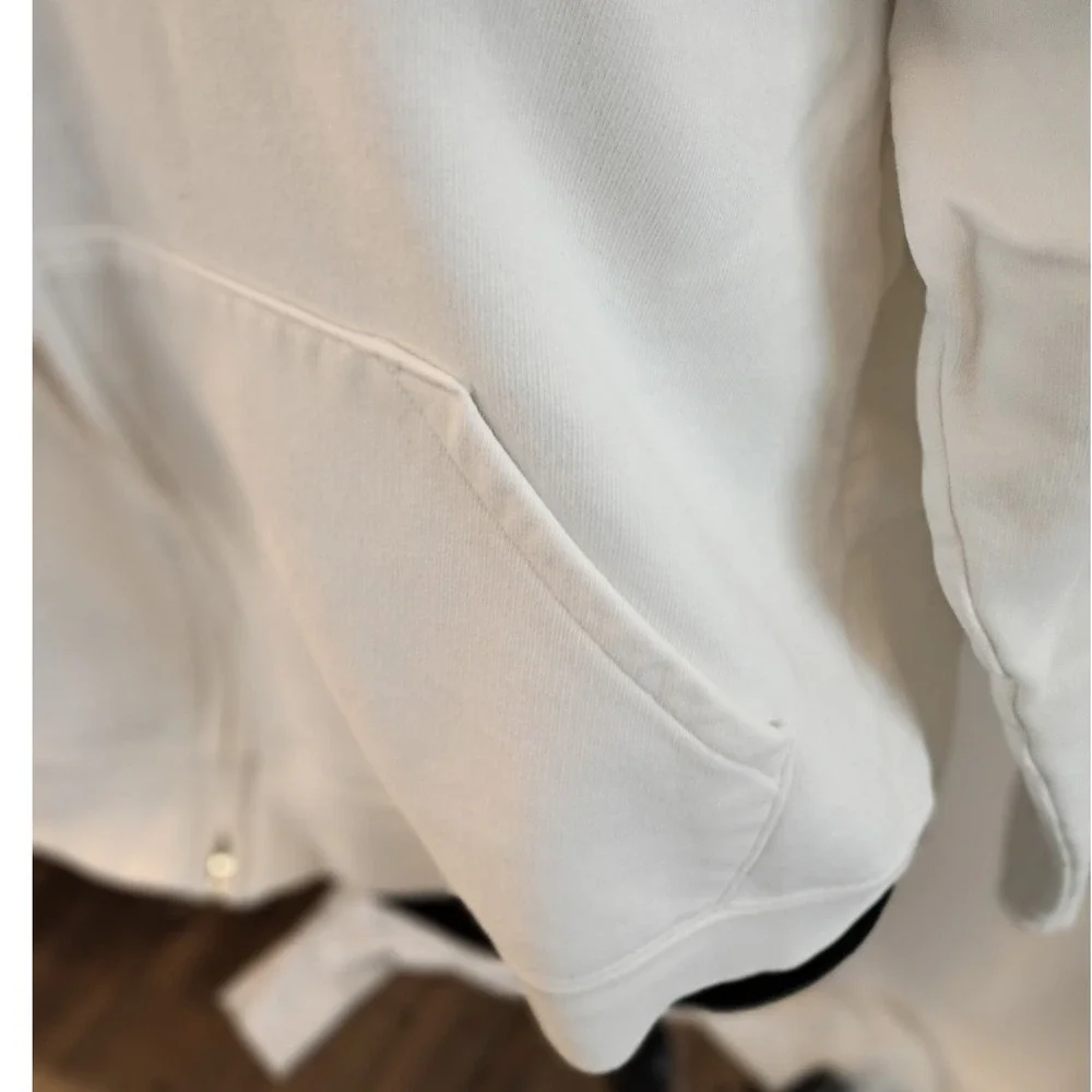 Nike White‎ Full Zip Hoodie Embroidered Swoosh Logo Sweatshirt Girls Large 12-14